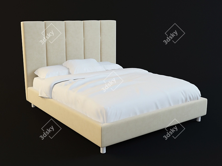 Soft Headboard Bed 3D model image 1