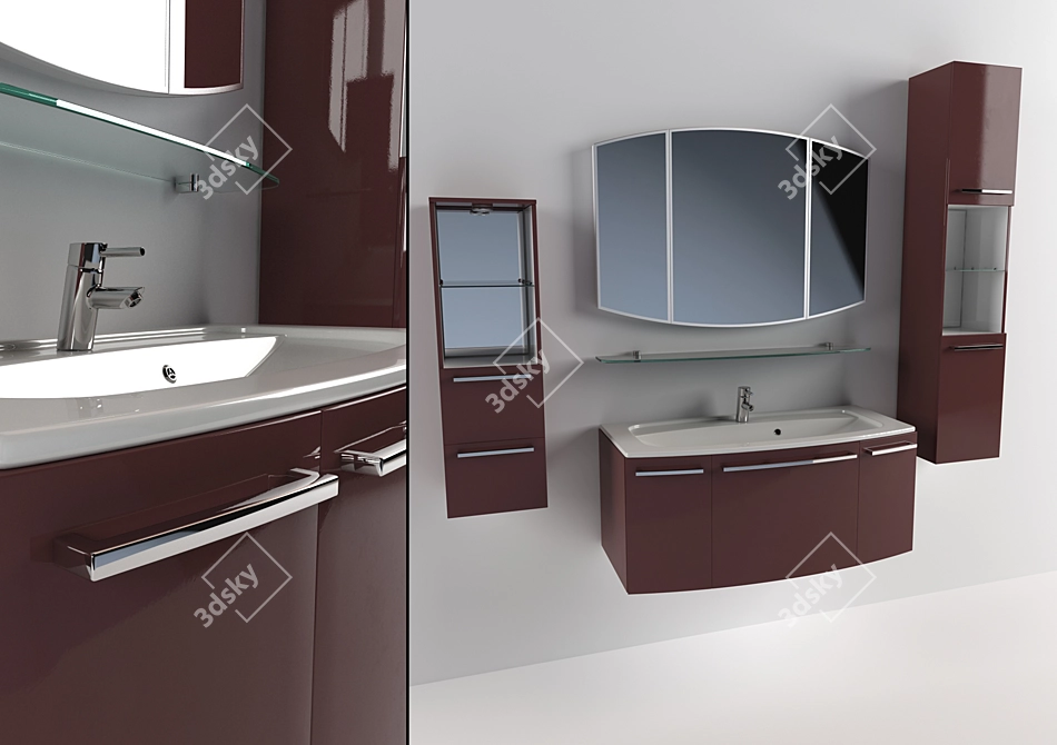 Elegant Sevilla 120 Bathroom Furniture 3D model image 1