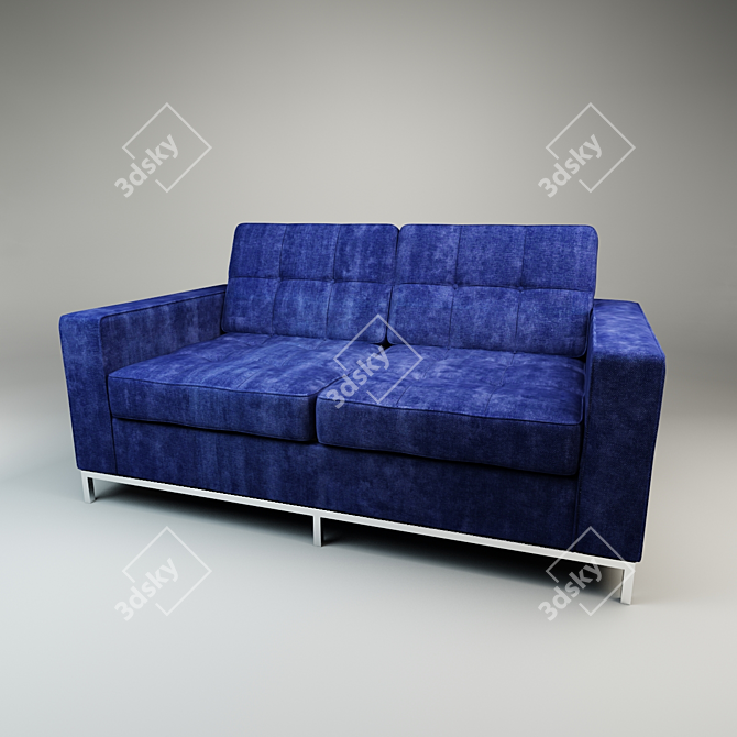 Stylish Blue Sofa with Unique Texture 3D model image 1