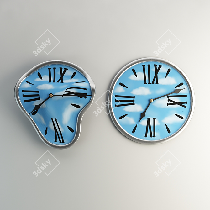  Surreal Time: Dali-inspired Wall Clocks 3D model image 1