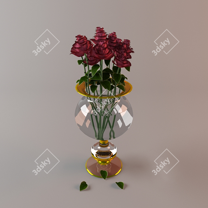 Elegant Rose Vase 3D model image 1