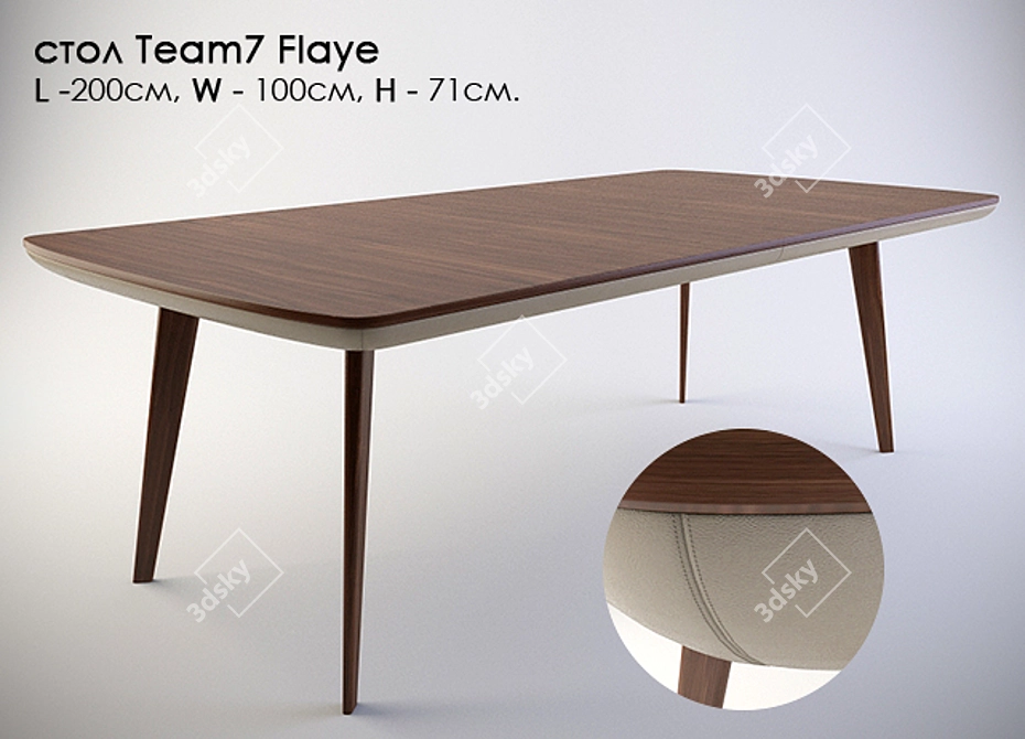 Elegant Flaye Table: L-2000mm, W-1000mm, H-710mm 3D model image 1