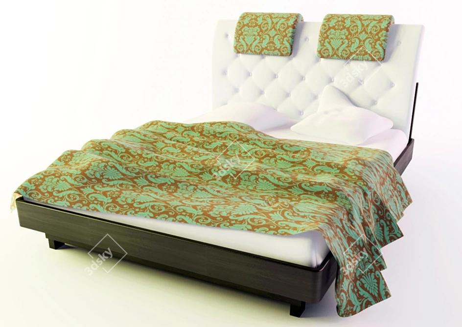 Elegant Double Bed 3D model image 1