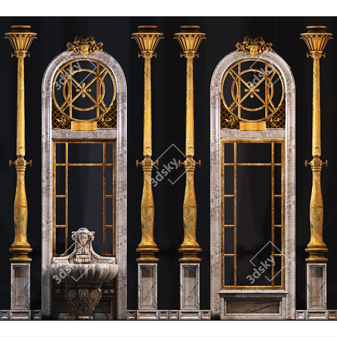 Elegance Embodied: Ornate Wall Molding 3D model image 1