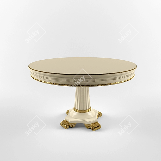 Italian Arca Round Table with Gold Foil Finish 3D model image 1