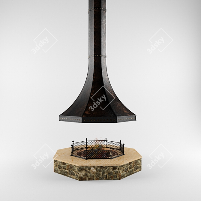 Copper-Clad Outdoor Fire Pit 3D model image 1