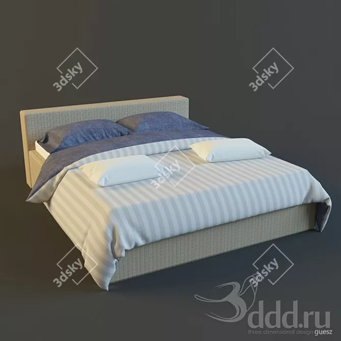 Elegant Bed Linen Set 3D model image 1