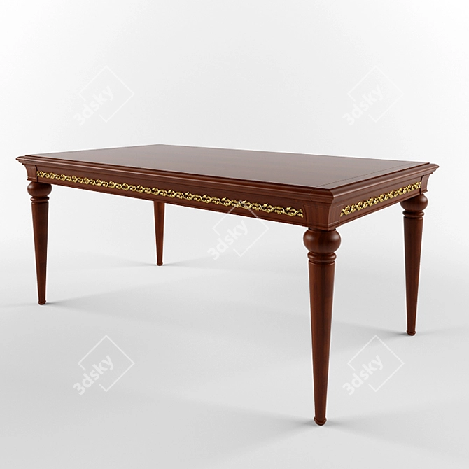 Arca Extendable Table: 180x100x785H, Wood Finish & Gold Foil 3D model image 1