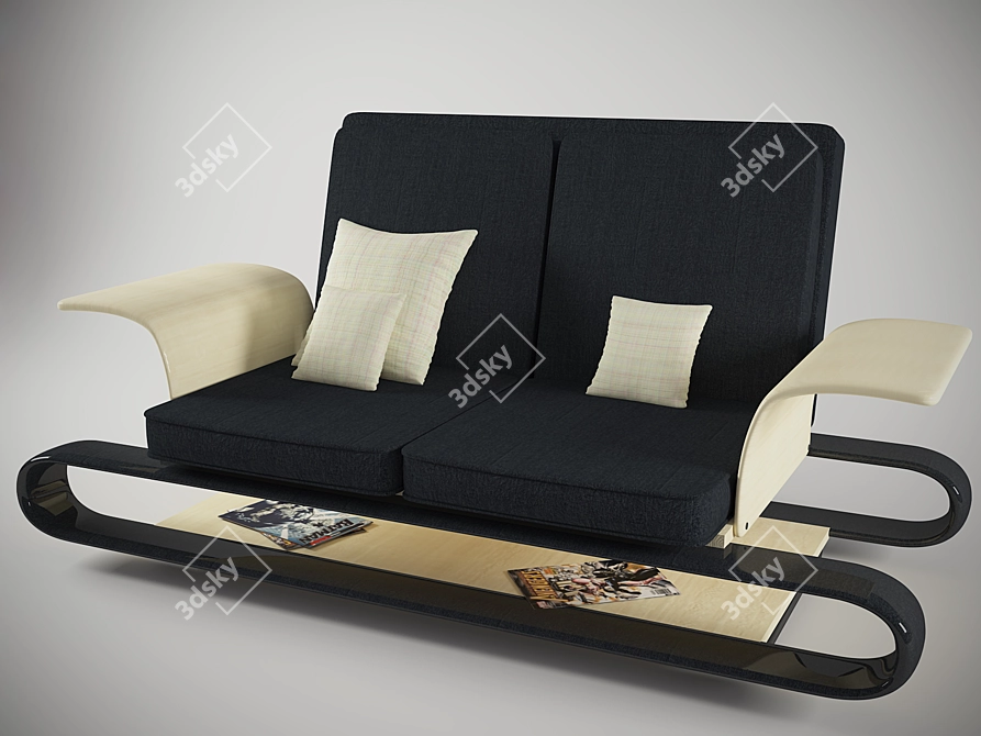 Designer Sleigh Sofa: Sleek & Stylish 3D model image 1