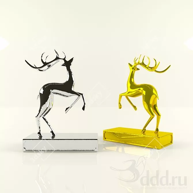 Graceful Deer Sculpture 3D model image 1