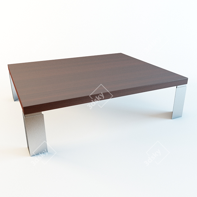 Contemporary Wood Coffee Table with Stainless Steel Legs 3D model image 1