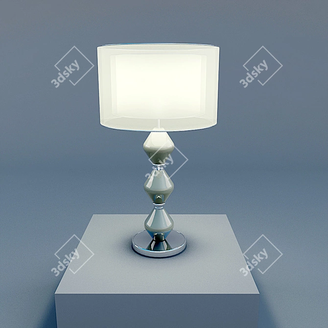 Elegant White Textile Ceramic Lamp 3D model image 1