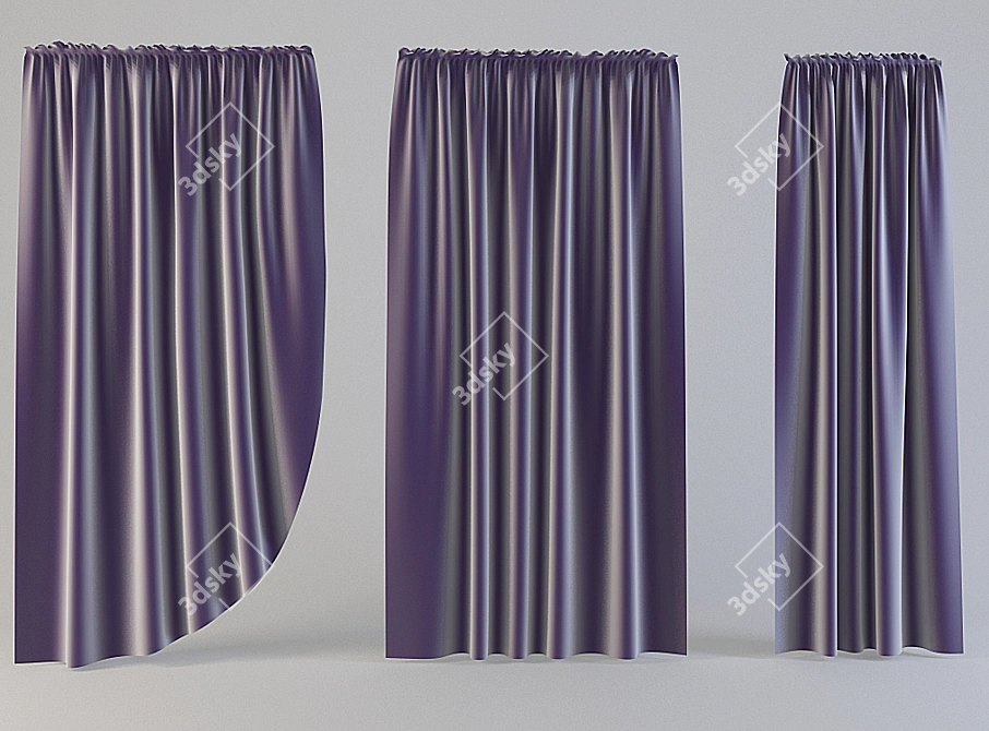 Modern Style Curtains 3D model image 1