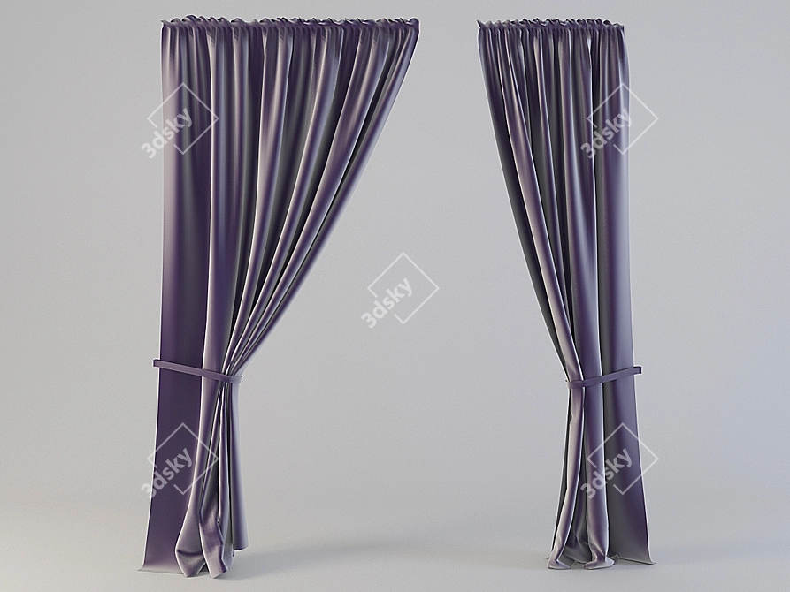 Modern Style Curtains (Set of 3) 3D model image 1