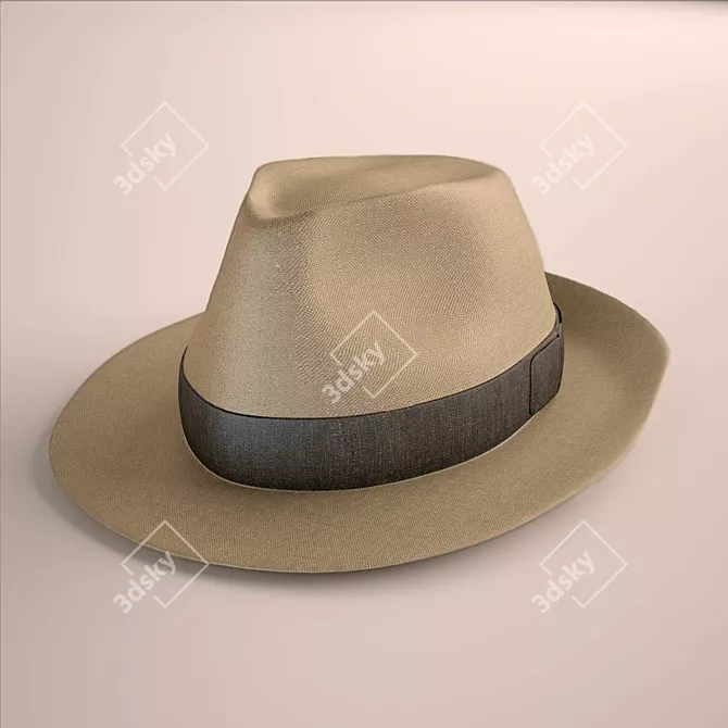 Classic Black Fedora Hat 3D model image 1