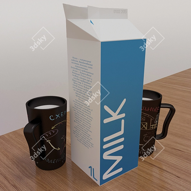 Healthy Milk Set with Chalkboard Cups 3D model image 1