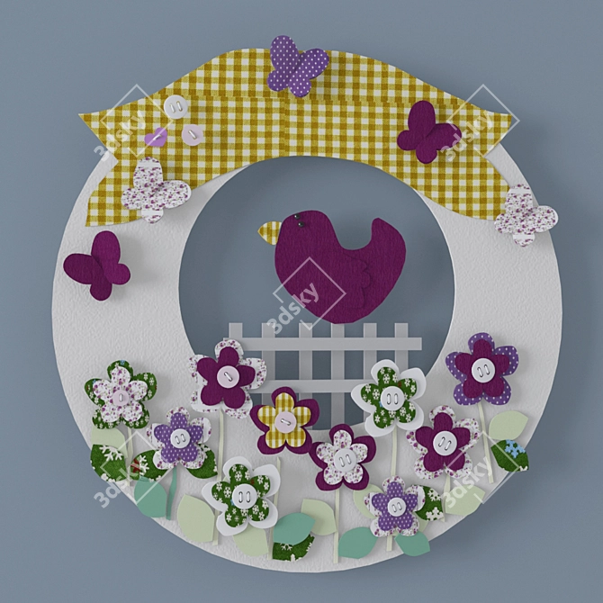 Fabric and Felt Hen Craft: Adorable Decoration for Kids Room 3D model image 1