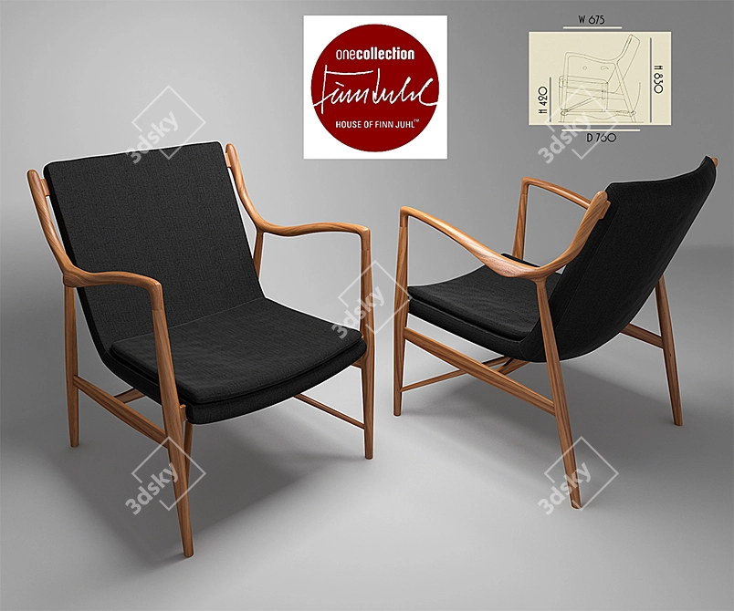 Finn Juhl Chair: Classic Design 3D model image 1