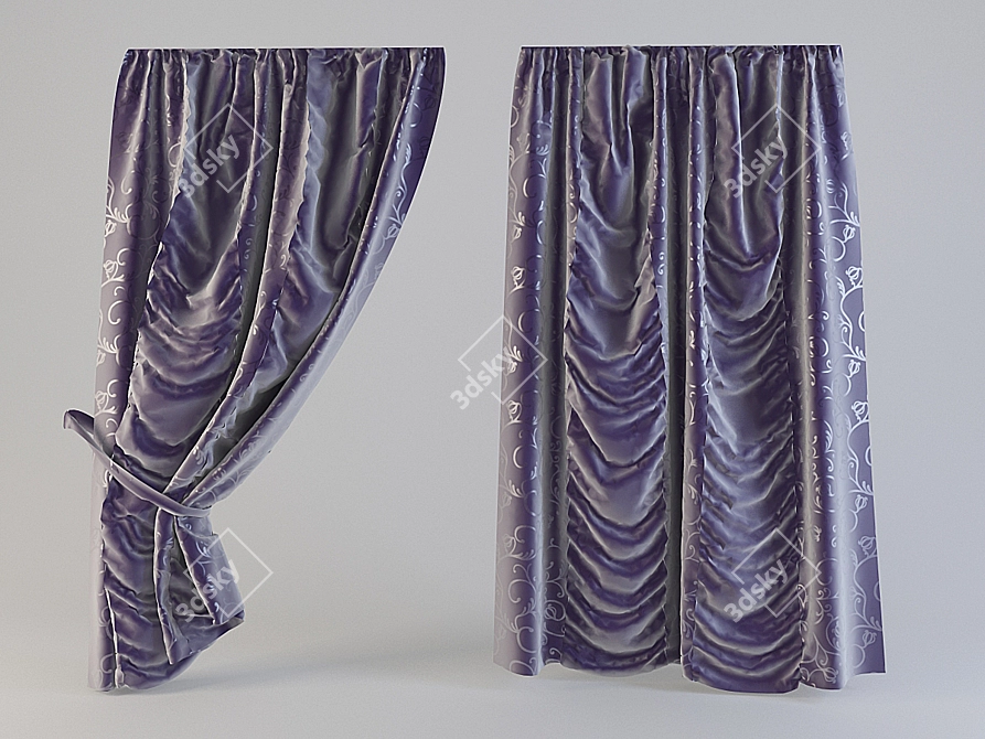 Modern Style Curtains (Set of 6) 3D model image 1