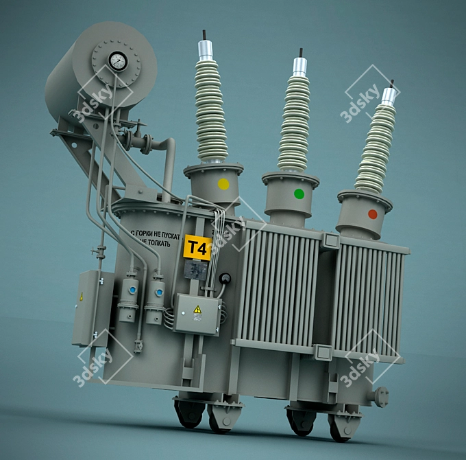 High Voltage Transformer 3D model image 1