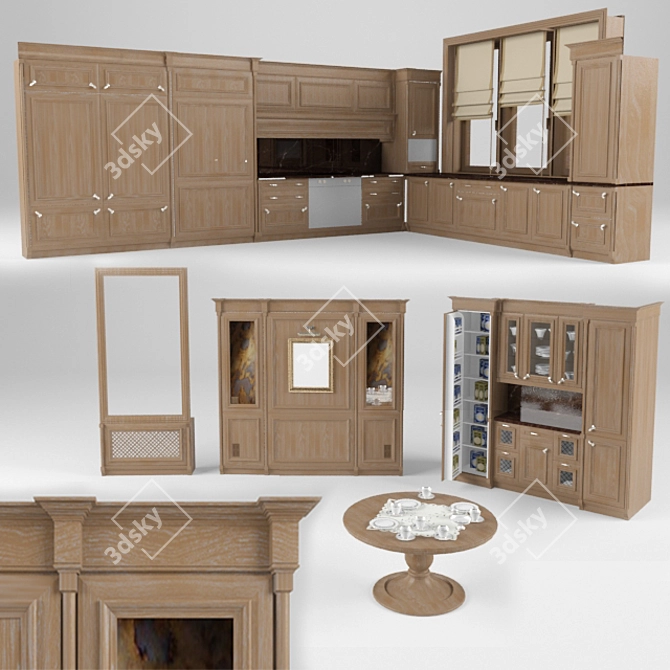 Sleek Brummel Kitchen 3D model image 1