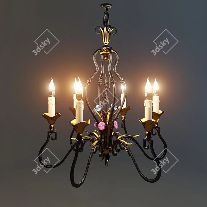 Elegant Oriental Chandelier 3D model image 1