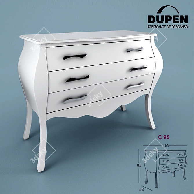 Elegant Dupen S95 4-Drawer Dresser 3D model image 1