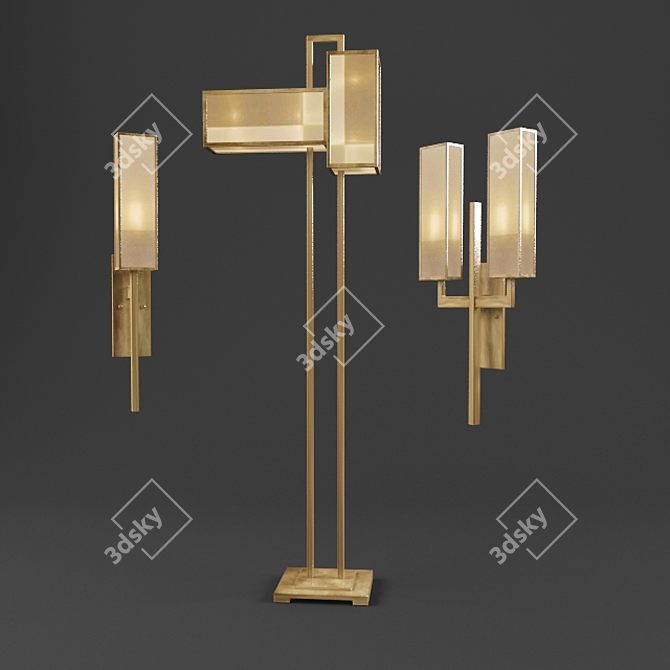 Elegant Perspective Floor Lamp & Sconces 3D model image 1