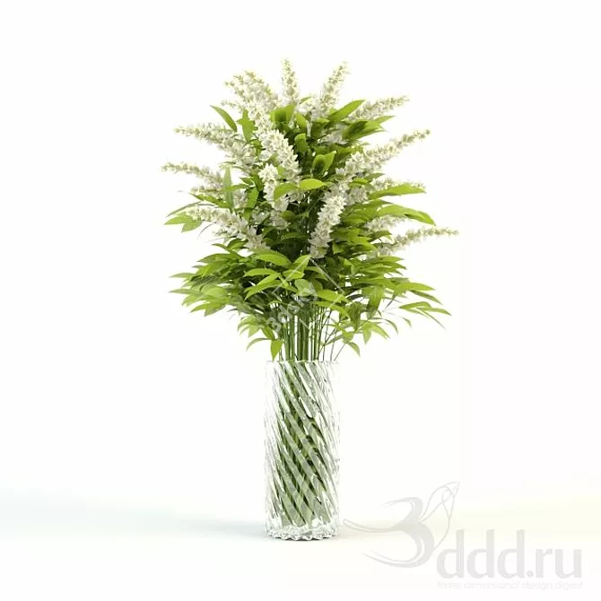 Elegant Blooms Vase Bouquet 3D model image 1