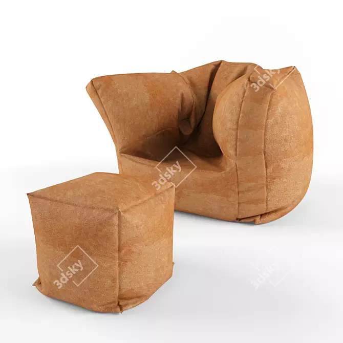 Title: Leather Lounge Chair 3D model image 1