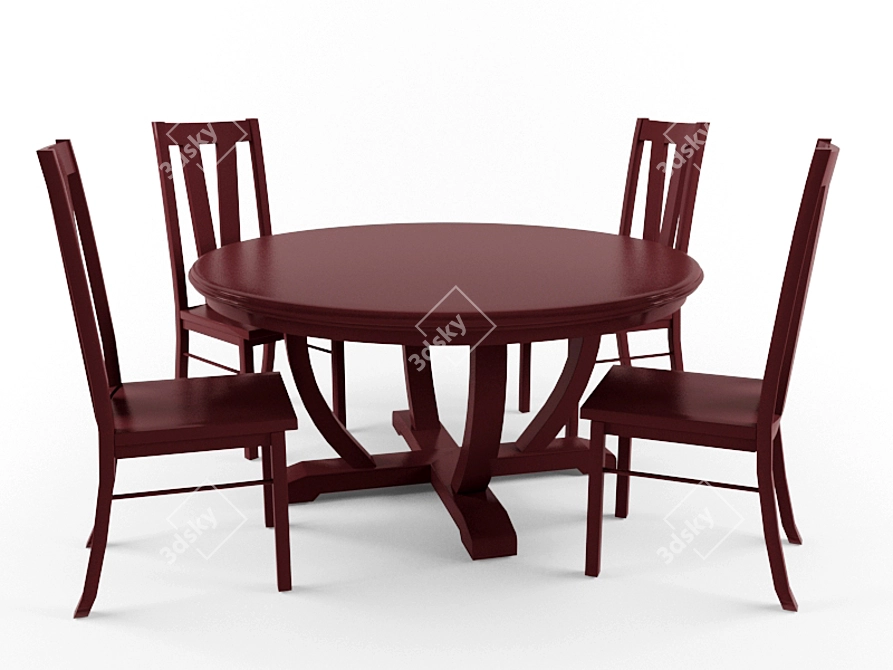 American Style Round Table Set 3D model image 1