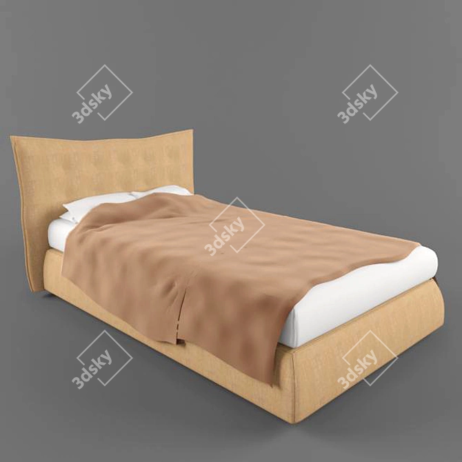 Modern Style Bed with Textured Design 3D model image 1