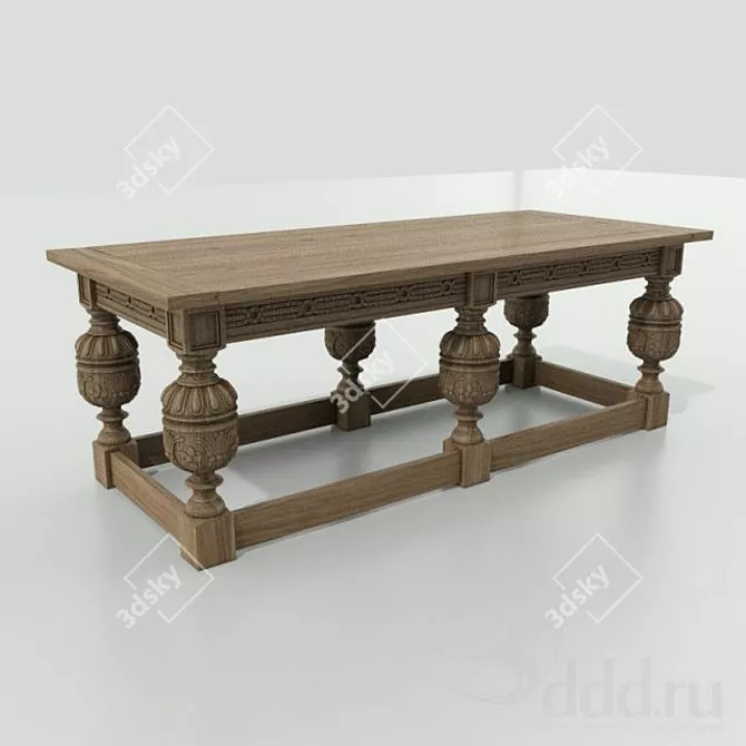 Rustic Elegance: Ralph Lauren Refectory Table 3D model image 1