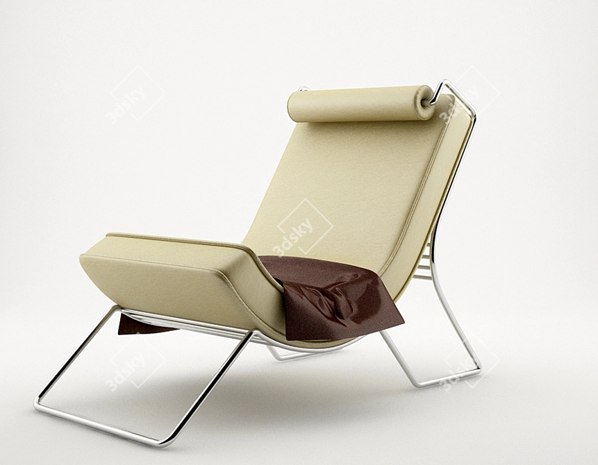 Poolside Leather Chair-Chaise 3D model image 1