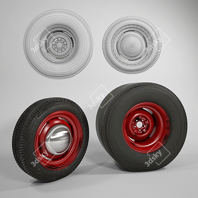 Classic Hot Rod Wheels Set 3D model image 1