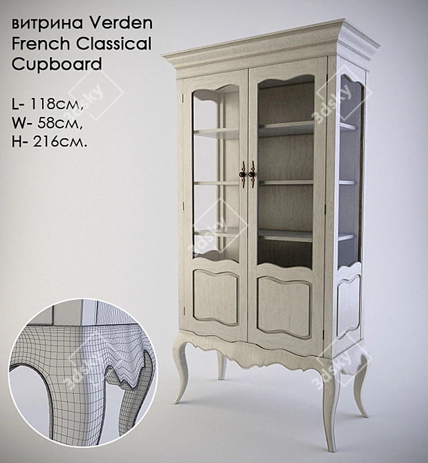 Elegant Verden French Cupboard 3D model image 1