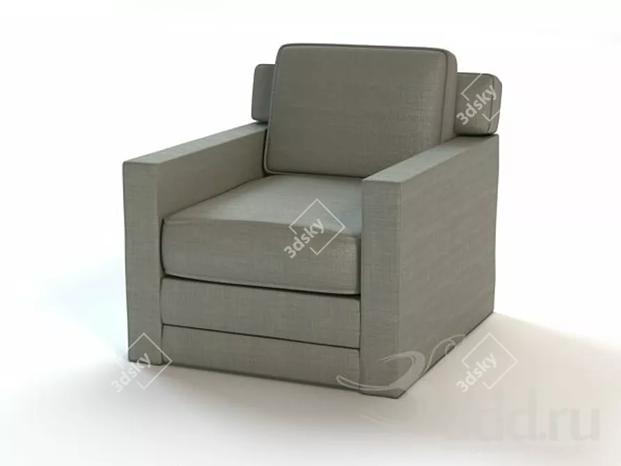 Realistic Wooden Armchair 3D Model 3D model image 1