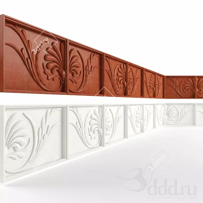 Natural Wood Relief Panel 3D model image 1