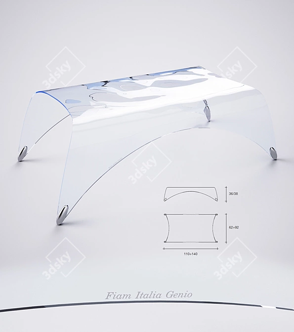 Fiam Italia Genio: Elegant Glass Table 3D model image 1