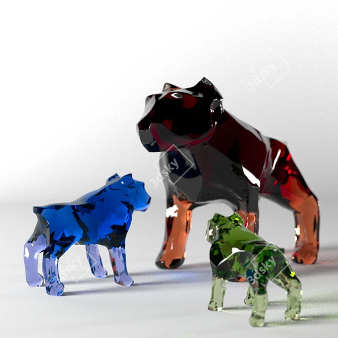 Elegant Murano Glass Dog Figurine 3D model image 1