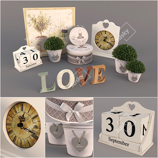 Lovely Floral Calendar Set 3D model image 1