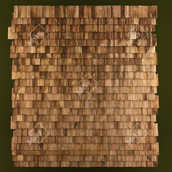 Seamless Wooden Roofing Shingles 3D model image 1