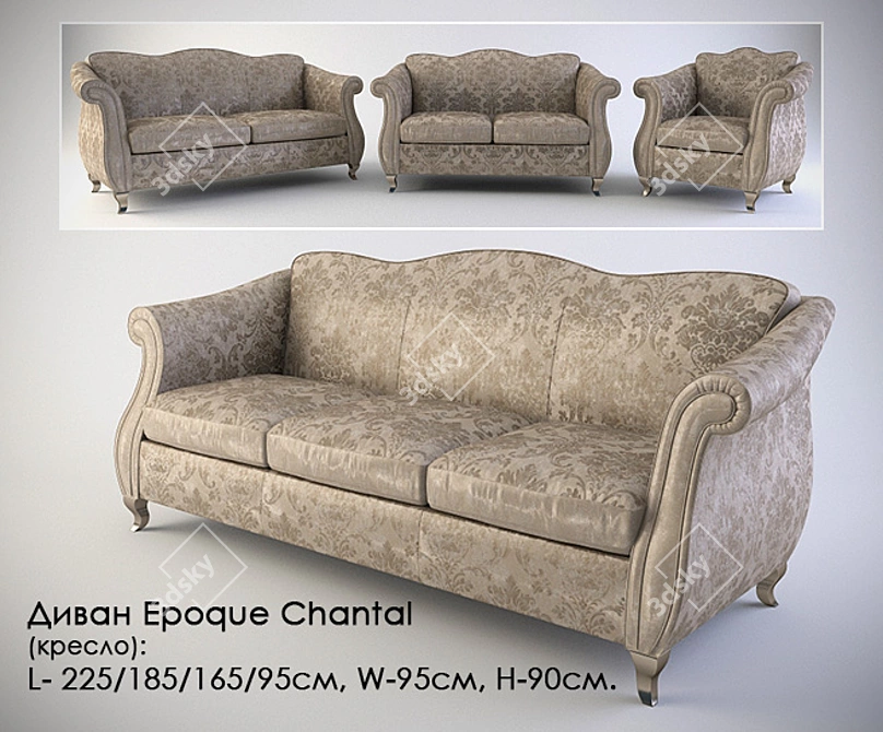 Elegant Epoque Chantal Sofa 3D model image 1