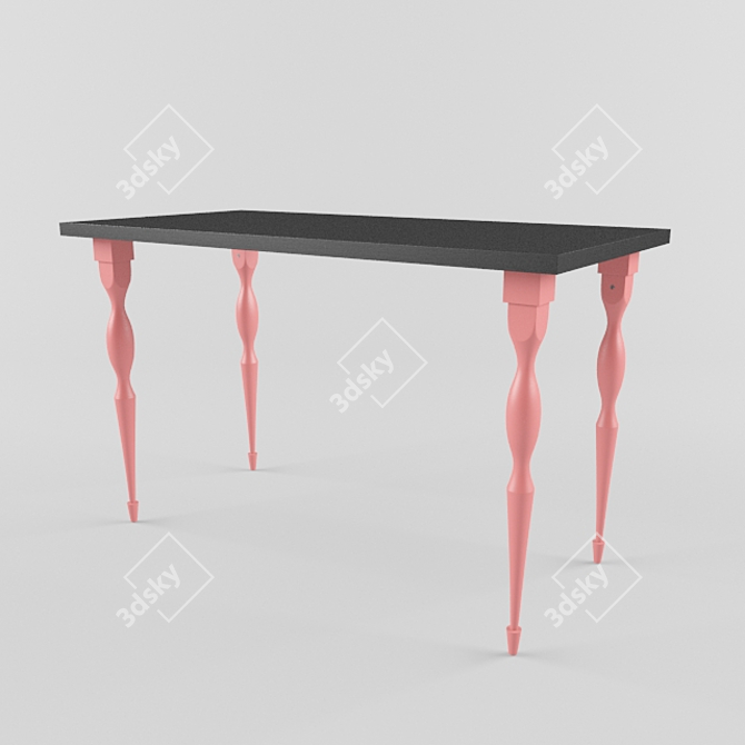 Sleek Black-Brown and Red IKEA Table 3D model image 1