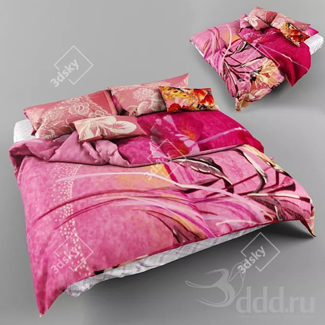 Luxury Bedding Set: Comfort & Style 3D model image 1