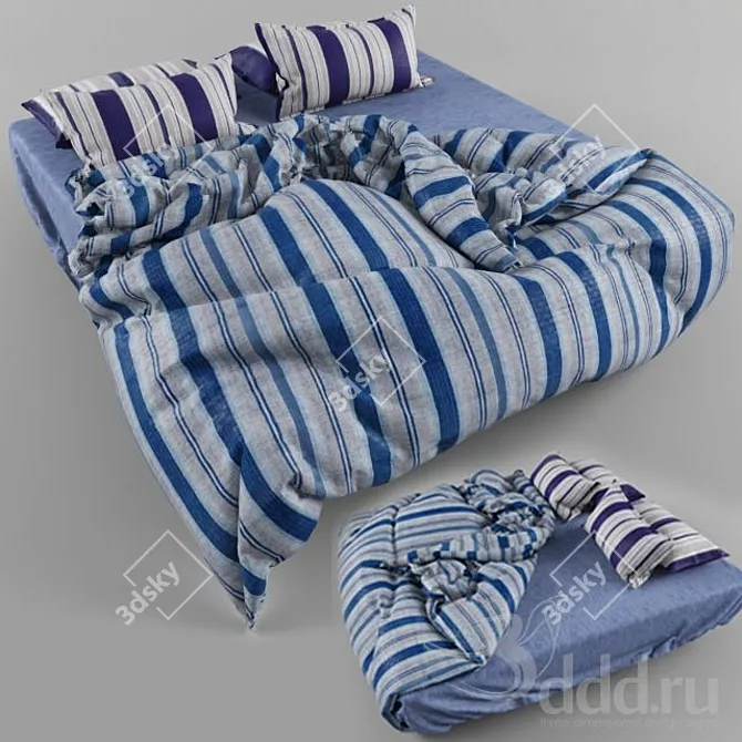 Luxury Cotton Bedding Set 3D model image 1