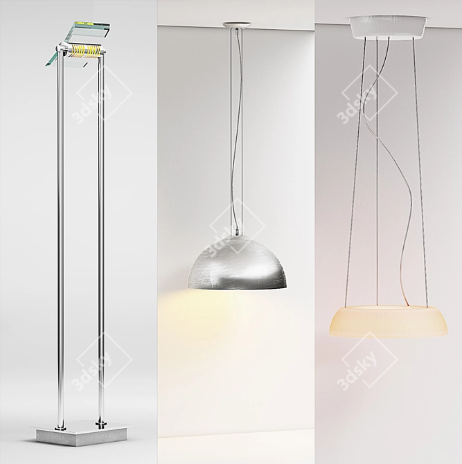 Modern Lighting Set: Floor & Hanging Lamps 3D model image 1