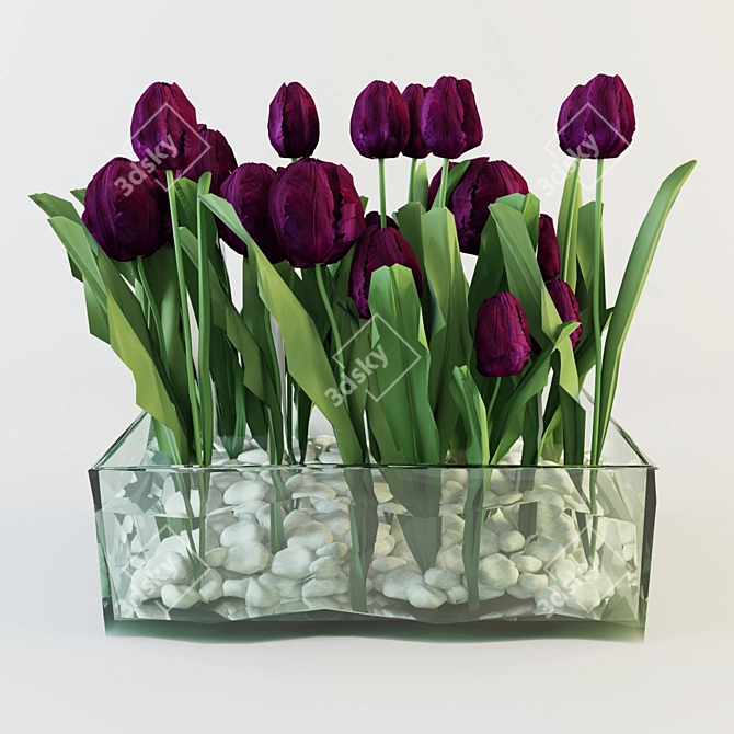 Blooming Tulips: 3D Model for Interior Design 3D model image 1