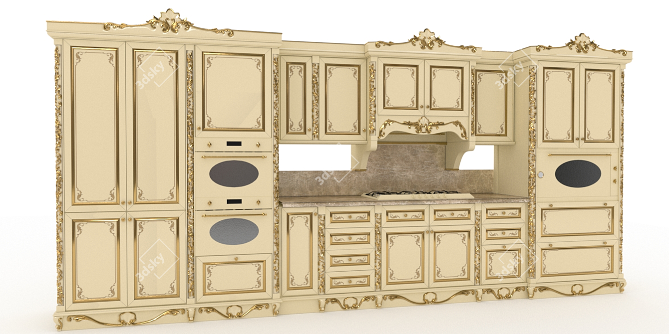 Italian Modular Kitchen Assemblies 3D model image 1