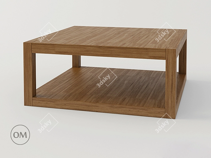 Minimal Square Oak Coffee Table 3D model image 1